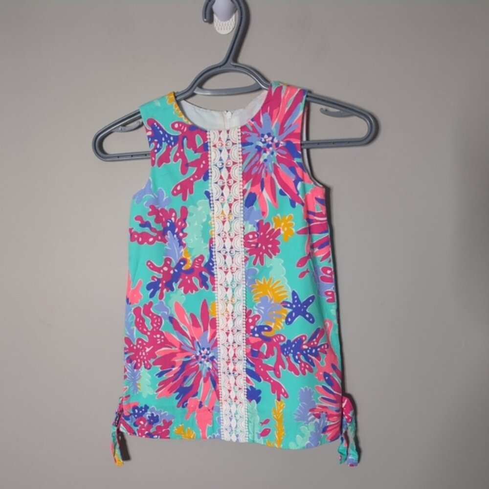 Lilly Pulitzer Trippin‎ and Sippin Girls Shift Dress Ember Aqua Size 5